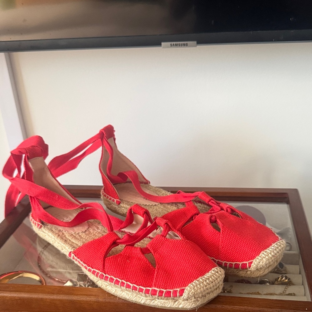 J Crew Red Espadrille Flats